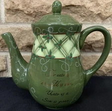 Susan Wheeler “For Unto Us” Coffeepot W/Christmas Holly Berries