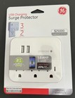 NEW GE 3-Outlet Extender Surge Protector w/2 USB Ports, Charging Station, White