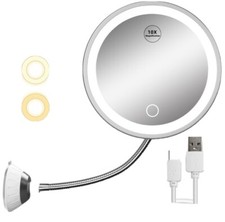 10X Gooseneck Magnifying Makeup Mirror 2 Power Supply Bathroom Mirror LED Light