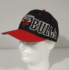 Vintage Chicago Bulls NBA Snap Back  Hat Drew Pearson Companies Black Side Print