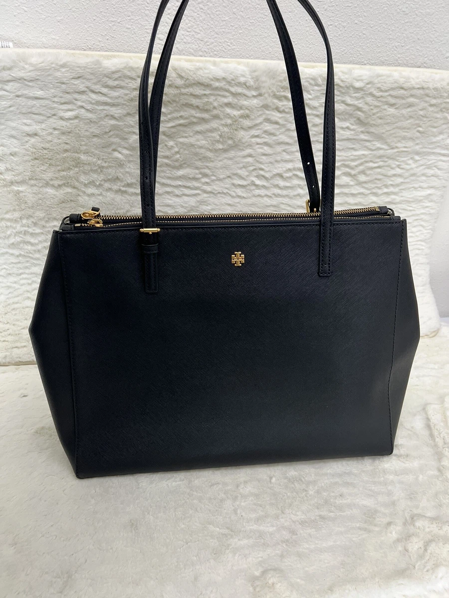 Tory Burch Emerson Large Double Zip Tote Black