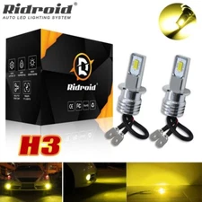 2Pcs H3 LED Fog Light Bulb Conversion Kit Super Bright Yellow DRL Lamp 3000K 55W