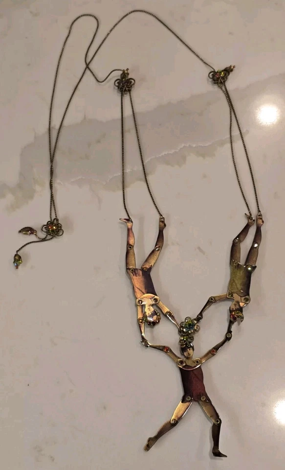 Винтажный РЕДКАЯ Michal Negrin слайд ожерелье регулируемый "бумага" куклы мульти кристаллы