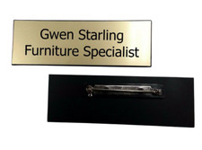 CUSTOM ENGRAVED 1" X 3" NAMEBADGE TAG WITH PINBACK FAST SHIPPING BUSINESS STORE