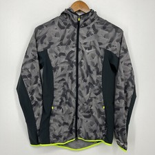 Nike Windbreaker Jacket Women's Size S Gray Running Ful Zip Hooded