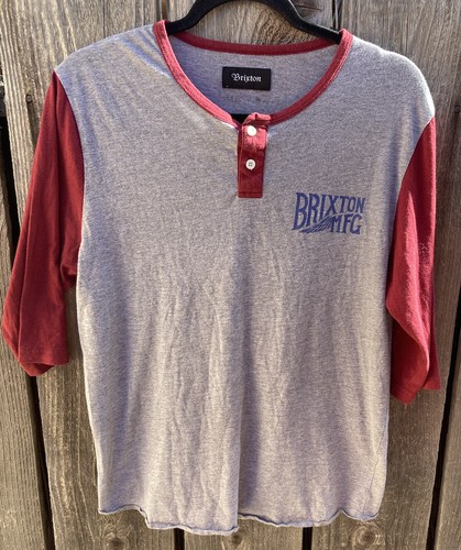 Brixton Gray Henley 3/4 Sleeve T-Shirt 