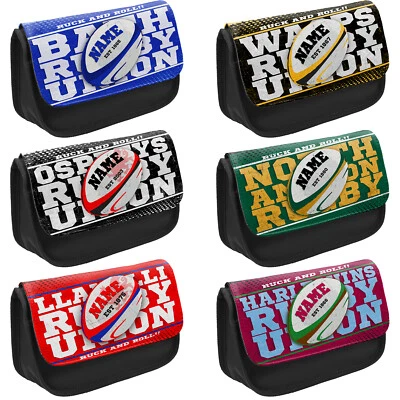 Rugby Union Pencil Case Retro School Childrens Bag Personalised Gift ALL TEAMS
