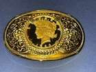 Vintage Liberty 1923 Carved Silver US Coin Belt Buckle Gold Color