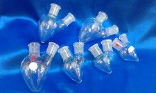 5ea 3 Neck Angled 20° 14/20 Pear Shaped Heavy Wall Micro Flask 50-10mL