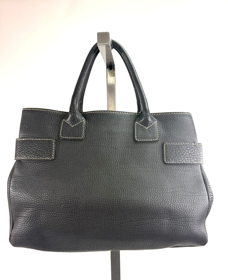 Bolso de mano Barneys New York de cuero granulado negro con asa superior Foto 2 de 4