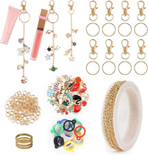 158 Pcs Lip Gloss Keychain Making Kit 30 Charms 6.56 Ft Gold Chains Rubber Lipgl