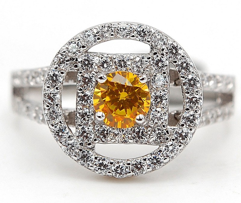3CT Heat Treated Yellow Topaz 925 Solid Sterling Silve Ring Sz 6 MM1-1