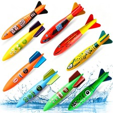 Dive Rings Pool Toys Adults, 9 Pcs Diving Pool for Ages 4-8, Shark Torpedo Di...