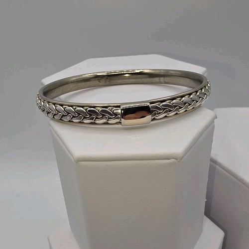 Liz Claiborne Braided Bangle Dual Tone Solid 33g Slip On Classic Designer 8" - Picture 2 of 9