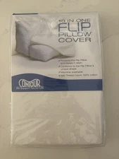 CONTOUR 10-In-One FLIP PILLOW Cover 100% Cotton 300TC White Machine Washable 