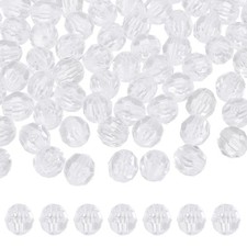 400 Pcs Acrylic Round Faceted Beads 8mm Loose Bead, Transparent