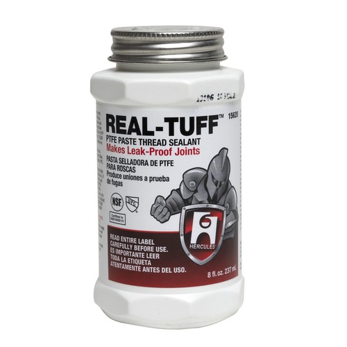 Hercules 15620 Real-Tuff Heavy Duty PTFE Pipe Thread Sealant, White, 8 oz.