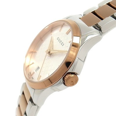 Gucci YA126528 G-Timeless Silver Dial 27mm SS Rose Gold Ladies Quartz /w  Box | eBay UK