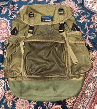 LL Bean Khaki/Olive Green Continental Rucksack Backpack Military Bag Vtg 90s