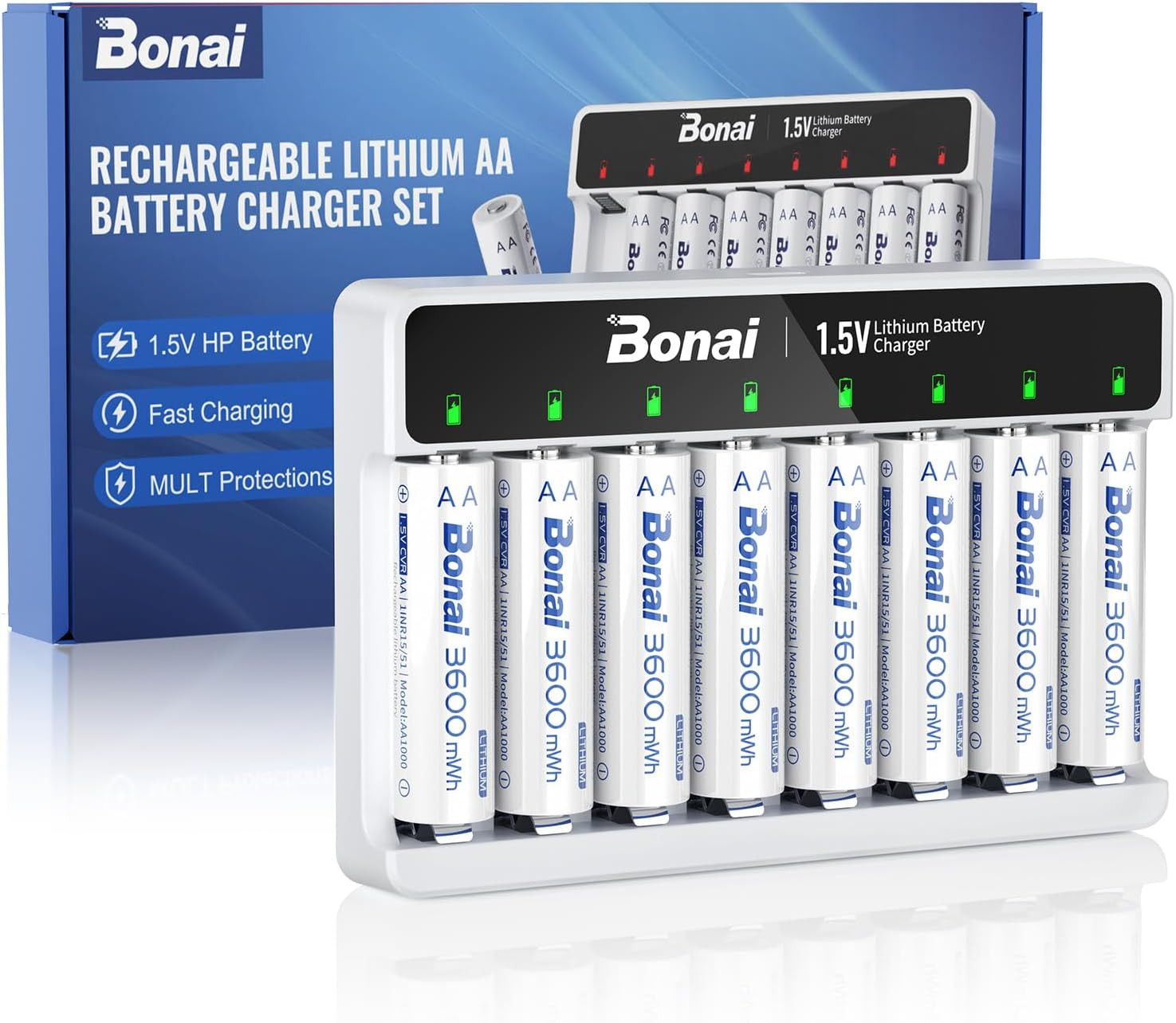 8x Batterie AA Litio Ricaricabili 1.5V 3600mWh - Gaming No-Stop