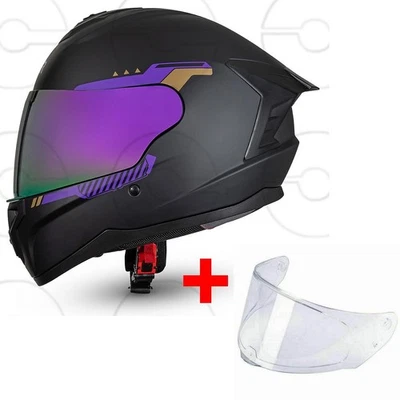 CRUIZER Integral-Motorradhelm mit einfach verspiegeltem Visier, Schwarz-Lila-Zul