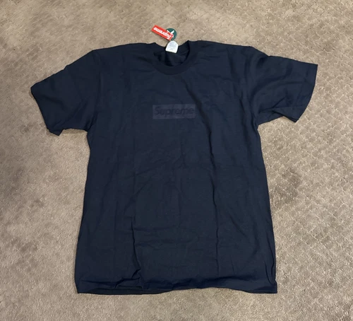 Tee shirt homme Supreme pré rétréci 100% coton ton boîte logo taille M bleu marine