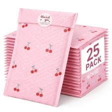 Cozymood Bubble Mailers 6x10 25 Pack Pink Custom Designer 6x10" 25PC, Cherry