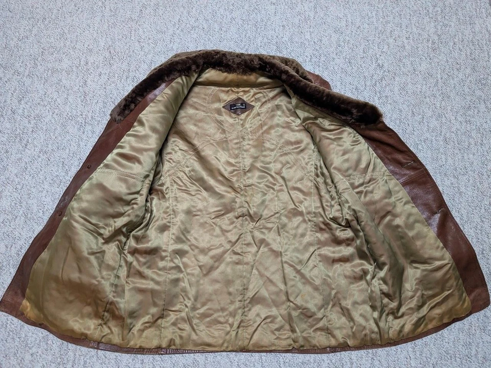 Abrigo vintage CORTEFIEL piel de cordero CINTURÓN 44 MOUTON cuello piel NORFOLK Foto 3 de 4