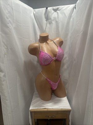 Wellness Bikini Competition Suit 34DD   Small Bottom Hot Pink