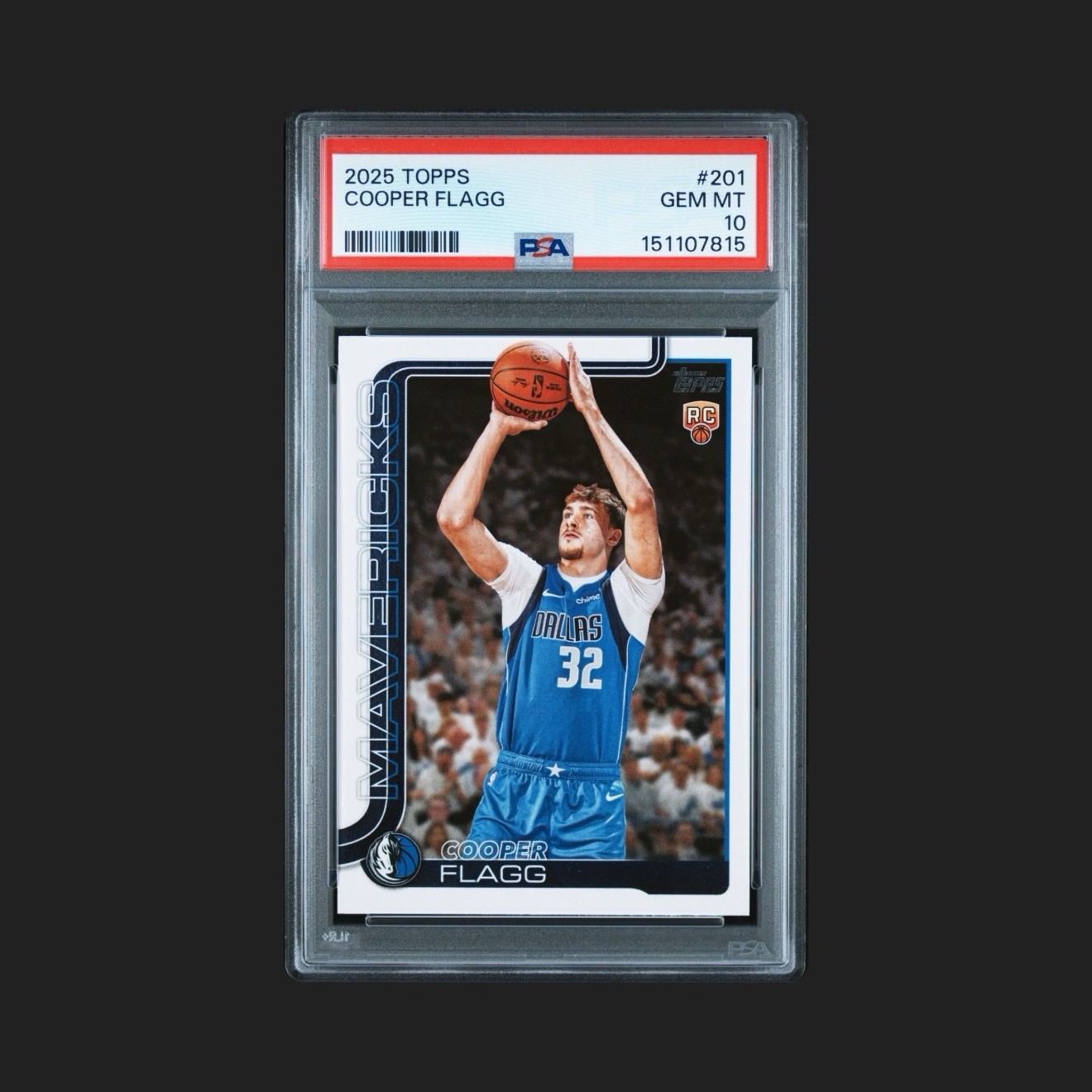 2025 Topps Cooper Flagg #201 Rookie Dallas Mavericks PSA 10 GEM MT view 1