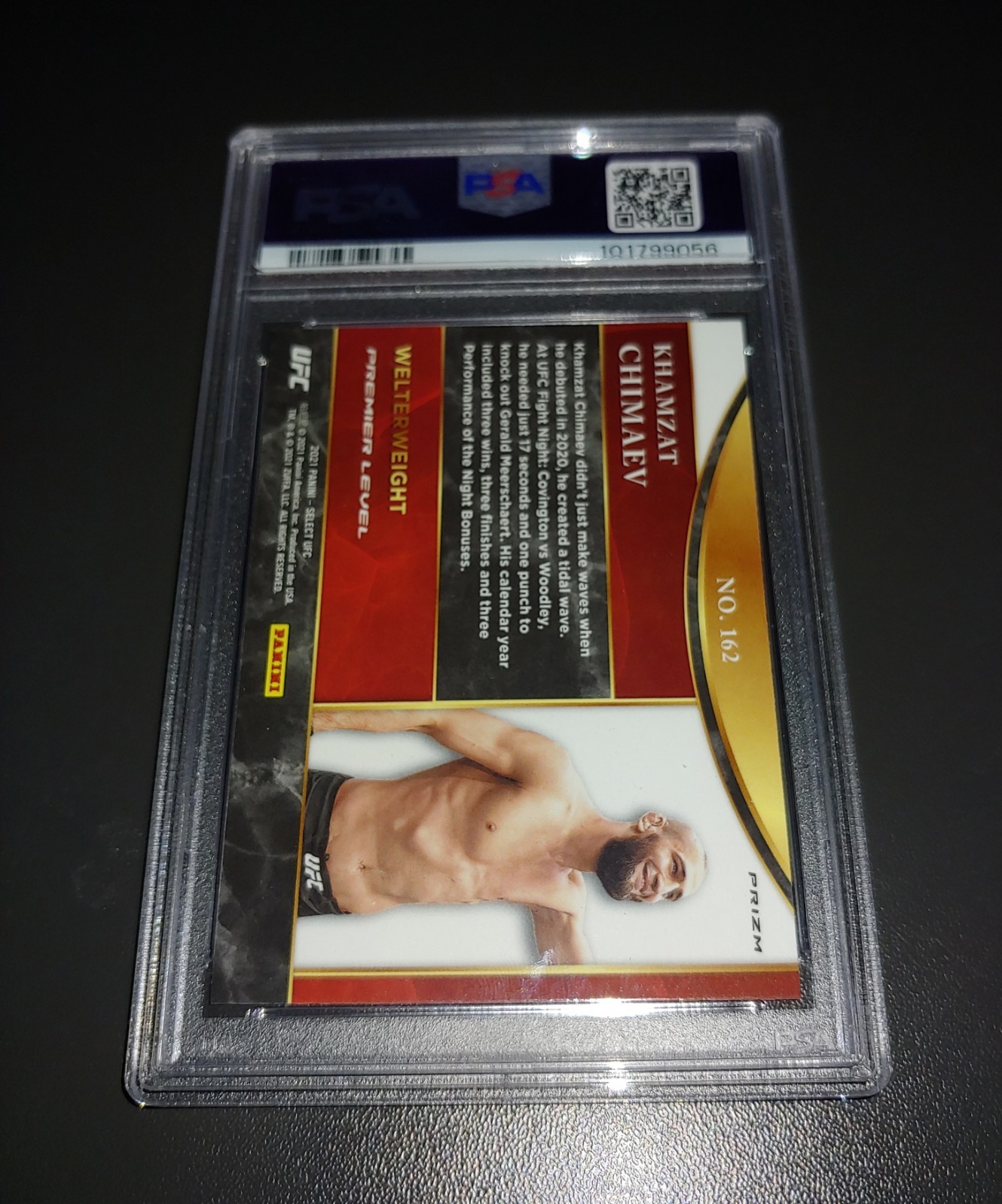 Khamzat Chimaev RC 2021 Panini Select UFC Scope Prizm PSA 10 Rookie #162 view 2