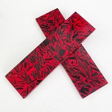 2 Pieces Red Carbon Fiber Black Marbled Material Knife Handle Scales 135x40x4mm