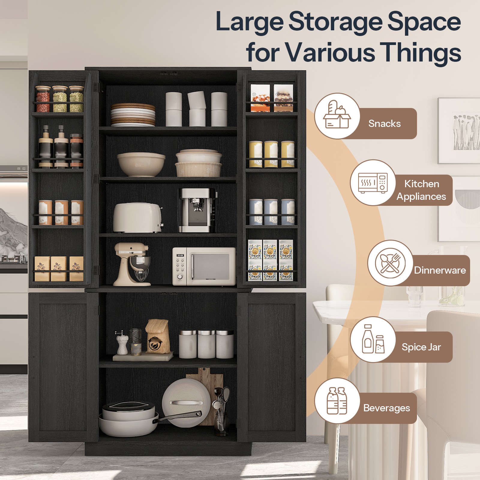 HOOBRO Farmhouse Kitchen Pantry Cabinet 69.7” Storage Cabinet Pantry Cabinet