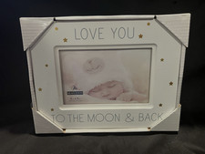 Love You To The Moon and Back 4x6 White Wood Baby Photo Frame Malden Int'l