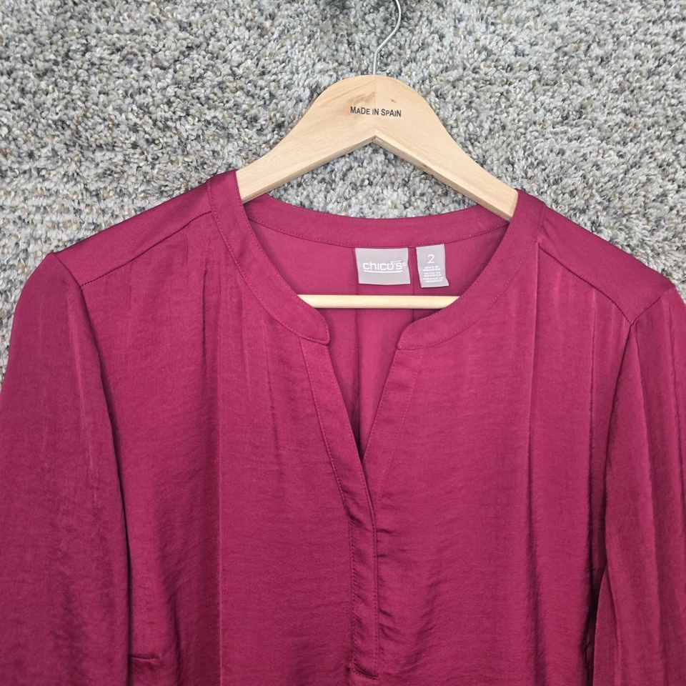 Blusa Chicos Top Mujer 2 EE. UU. Grande Rosa Cuello en V Manga 3/4 Informal Damas Foto 4 de 4