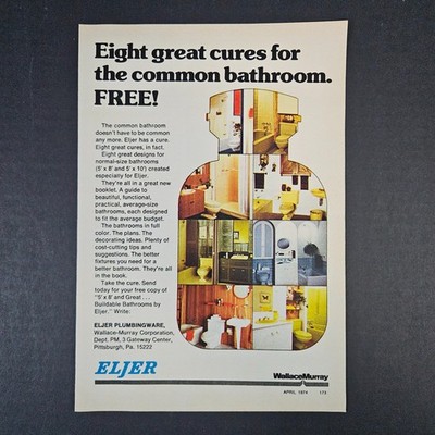 1974 Eljer Plumbingware Wallace-Murray Corp Vintage Print Ad Pittsburgh PA Bath