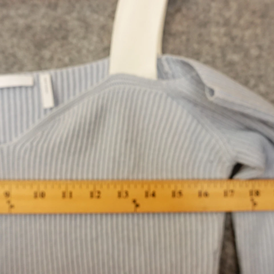 HELMUT LANG Ribbed Cold Shoulder Sweater Womens S Ice Blue Luxury Soft Girl Y2K - Image 4 of 4