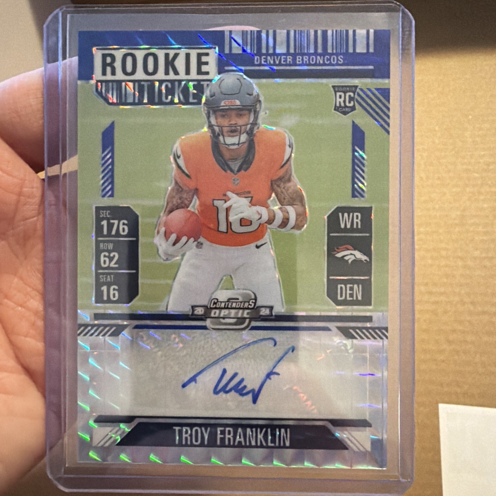 Troy Franklin Panini Zenith Contenders Optic Rookie Ticket Rps Preview Autographs #PRETFR Blue