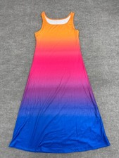 Shein Orange Pink Blue Ombre Sleeveless Tank Dress Womens Size Medium NEW