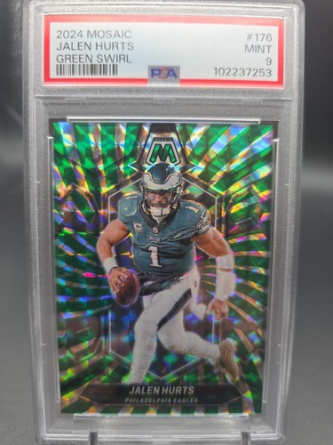 2024 Panini Mosaic Jalen Hurts Green Swirl #/13 PSA 9! 🔥 Philadelphia Eagles.