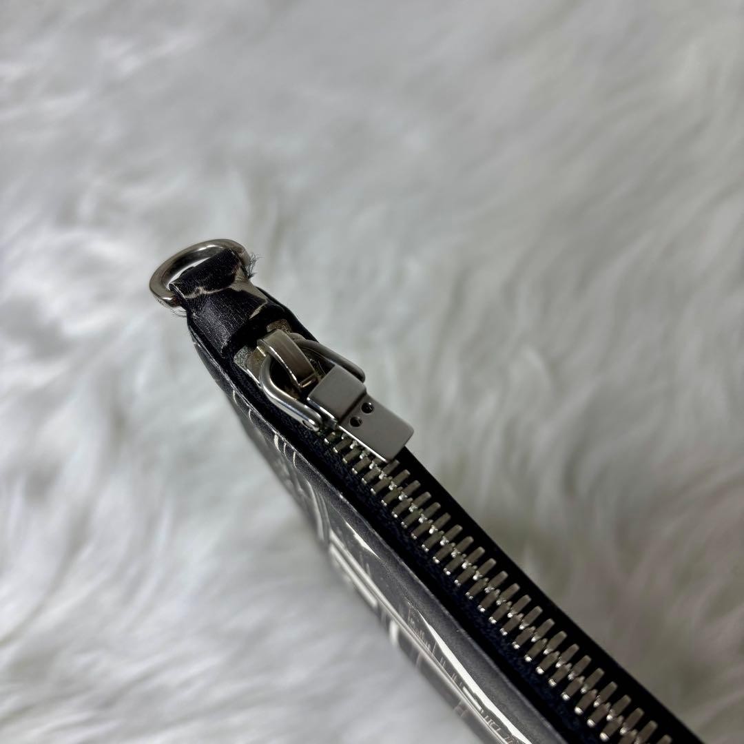 PRADA Clutch Bag Comic Pattern Black Leather Tria… - image 9