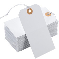 100pcs Large Price Tags with String Attached White Hang Paper Tags with Elast...