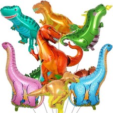 Jungle Theme Dino Balloons, 7Pcs Large Foil Dinosaurs, Birthday Party Decor