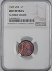 1909 VDB  1C LINCOLN WHEAT CENT  NGC UNC DETAILS  "ALTERED COLOR"  #2147069-033