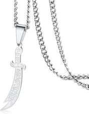 VASSAGO Sword Necklace for Men Women Zulfiqar Imam Ali steel 