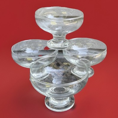 Set of 4 Clear Glass Footed Dessert Sherbert Bowl Dishes Pasabahce