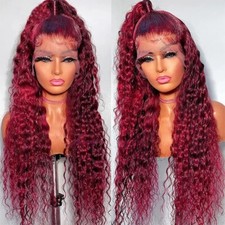 99j Burgandy 13 4 Lace Frontal Curly Wig 24inch