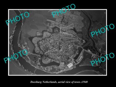 OLD POSTCARD SIZE PHOTO DOESBURG NETHERLANDS HOLLAND TOWN AERIAL VIEW c1940 1
