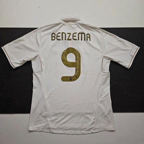 Benzema Men’s Adidas Real Madrid Home Kit Soccer Jersey Size XL Shirt White - Picture 3 of 10