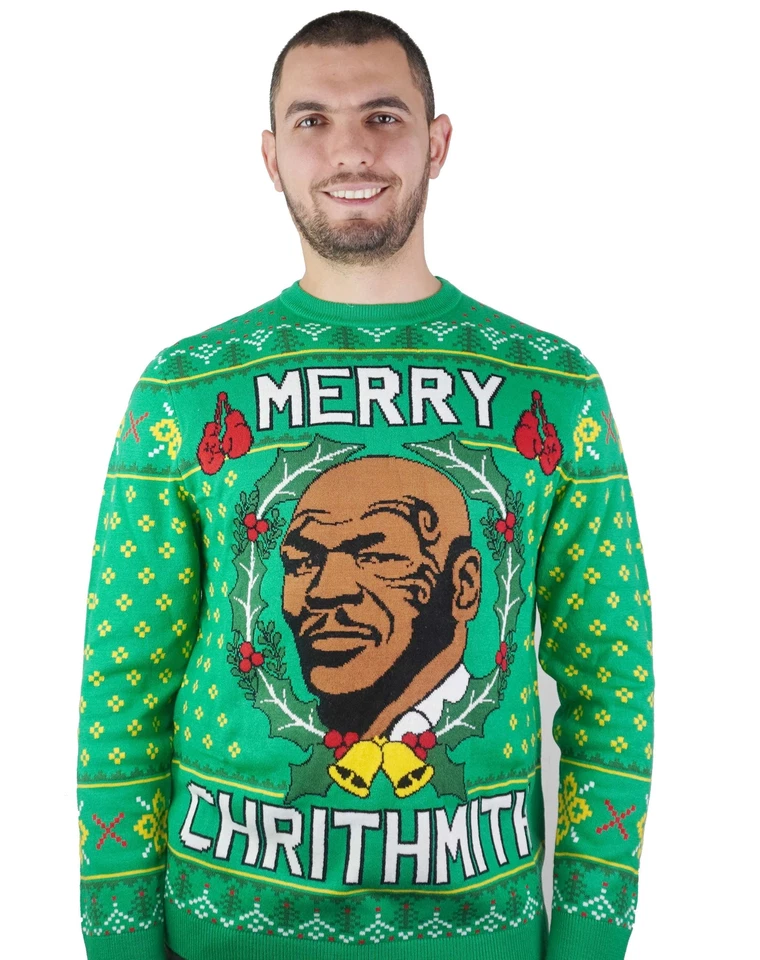 Feliz Chrithmith Mike Tyson Divertido Feo Navidad Tejido Suéter Fiesta de Navidad Foto 3 de 4